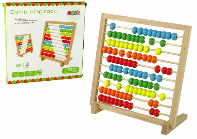 Houten telraam met gekleurde kralen