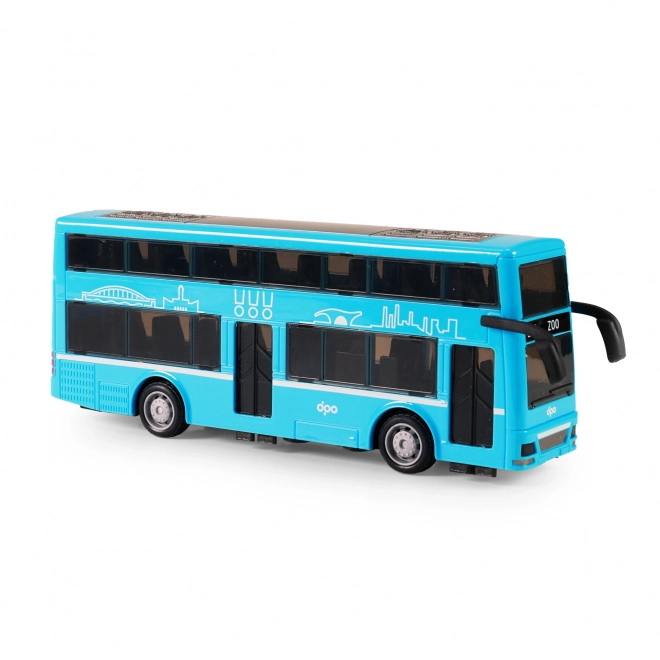 Dubbeldekker speelgoedbus blauw 20 cm