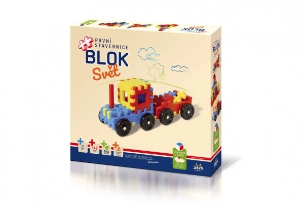 Bouwpakket BLOK Wereld kunststof 146st in doos 36x34x7cm