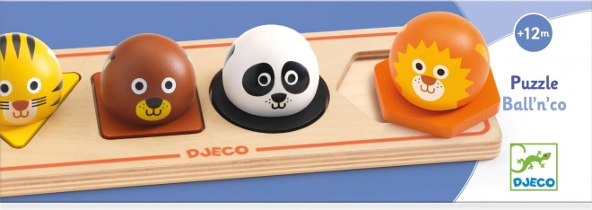 DJECO Puzzle en bois Ball'n'Co 4 pièces