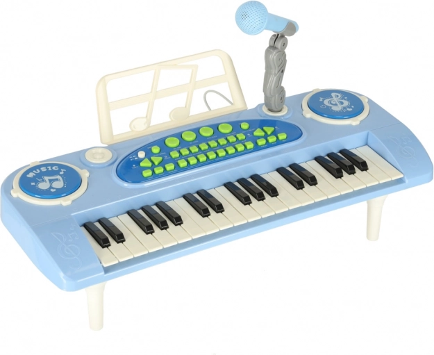 Interactief kindertoetsenbord met microfoon - blauw