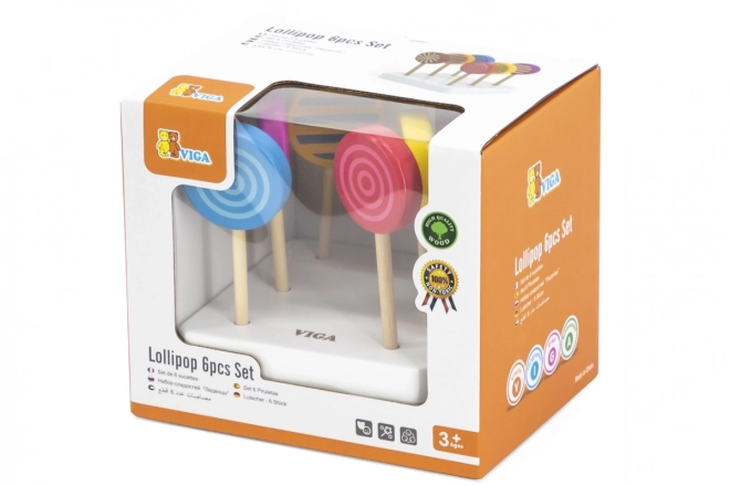 Holzfarbene Lutscher Viga - Set 6 Stk.
