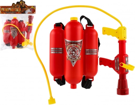 Firefighter water gun with backpack reservoir