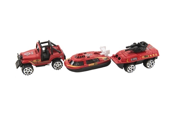 Brandweerauto metaal/kunststof 7cm vrije beweging gemengde soorten 12 stuks in doos