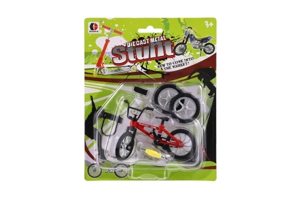 Vingertop fiets 10cm schroefbaar plastic 3 kleuren op kaart 17x21x4cm
