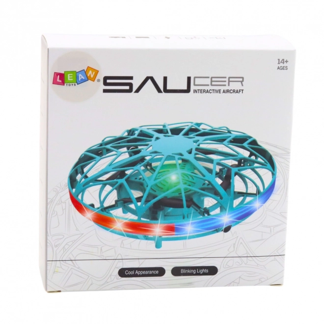 Handbestuurde UFO-drone met LED-verlichting turquoise