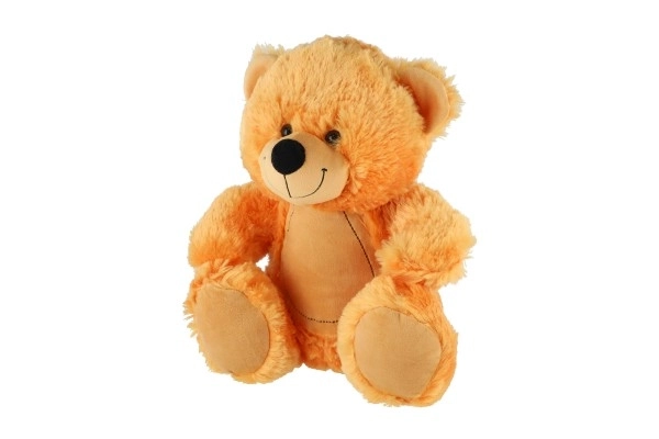 Zittende teddybeer pluche 38cm beige in zak 0+