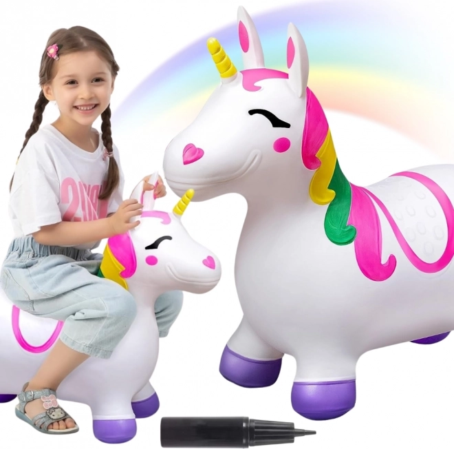 Springende eenhoorn wit met pompje Woopie