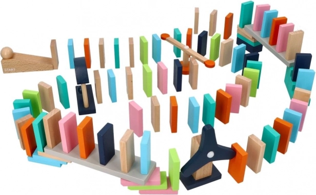 Kleurrijke houten domino – behendigheids- en logische bouwset voor kinderen