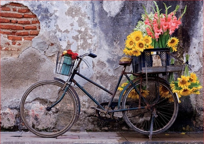 Educa Puzzle Fahrrad mit Blumen 500 Teile