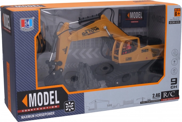 Rokende RC graafmachine met afstandsbediening 2,4 GHz