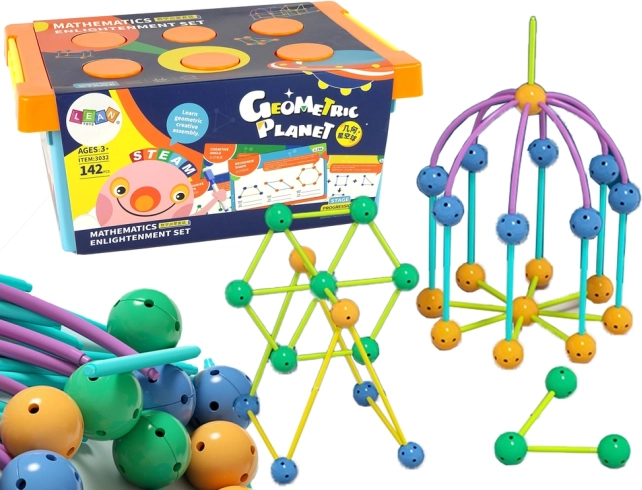 3D construction geometric building set - 142 pieces