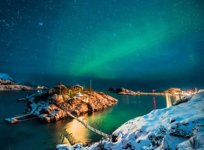 Puzzle 500 pièces Aurore boréale au-dessus de Bergsfjord
