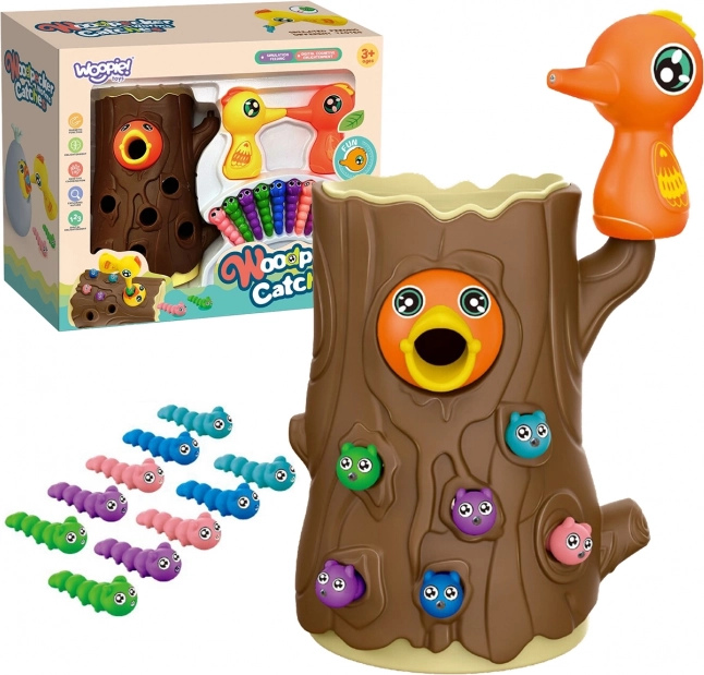 Woopie magnetic skill game Catch the Worm – 2 woodpeckers and 10 worms