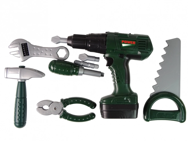 Green Kids' DIY Tool Set with Battery Drill