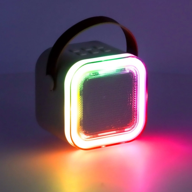Karaoke set 2 microfoons + draagbare luidspreker BLUETOOTH USB LED beige kleur