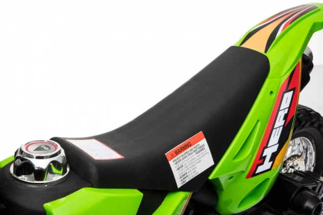 Kinder Elektro-Cross-Motorrad mit Akku – grün, mit Stützrädern und LED-Lichtern