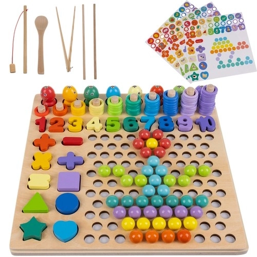 Houten mozaïek puzzel met balletjes