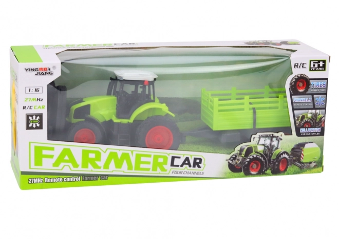 RC tractor op afstandsbediening met aanhanger 1:16 groen