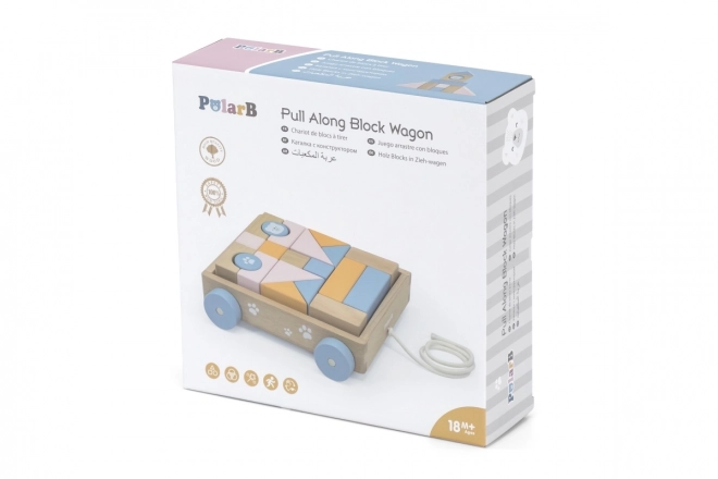 VIGA PolarB chariot en bois à tirer avec blocs 21 pcs