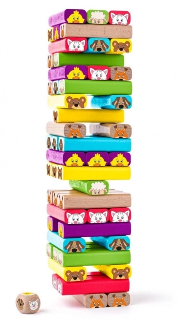 Kleurrijke toren met dieren - behendigheidsspel