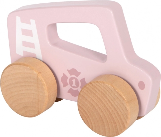 Rosafarbenes Holzauto zum Schieben