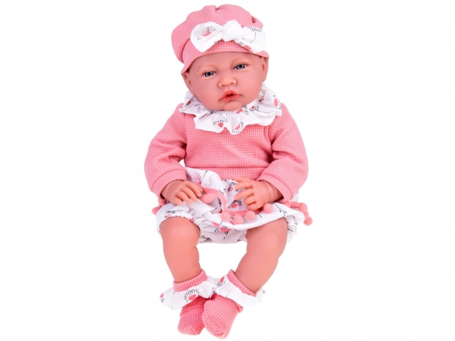 Interactieve pop van 45 cm in roze outfit