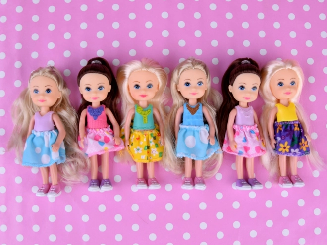 Mooie mini poppen 12 cm set van 6 stuks