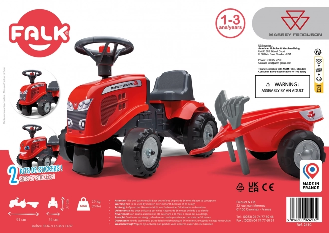 Looptractor Massey Ferguson rood met stuur en kar