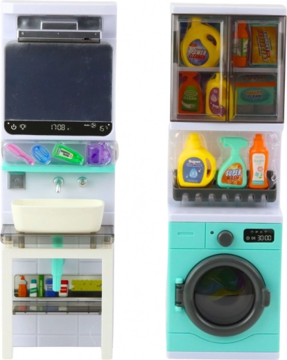 Wastafel met spiegel en opbergplankjes