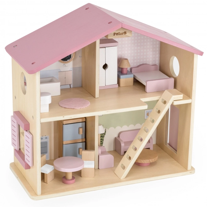 Grote houten poppenhuis met accessoires PolarB Viga