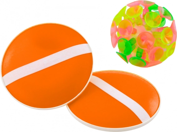 Skill Game Orange Paddles and Ball with Suction Cups