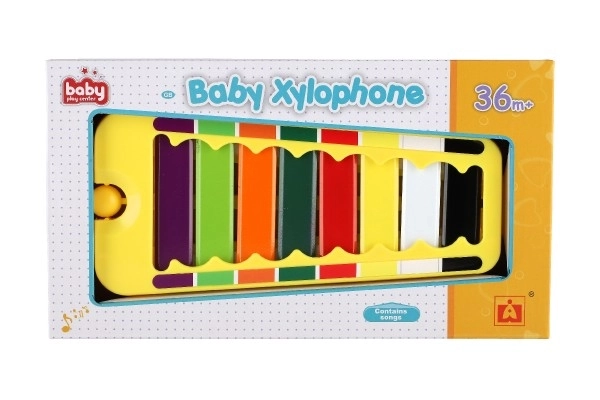 Xylofoon plastic/metaal 24cm met stokje in doos 29x16x3cm