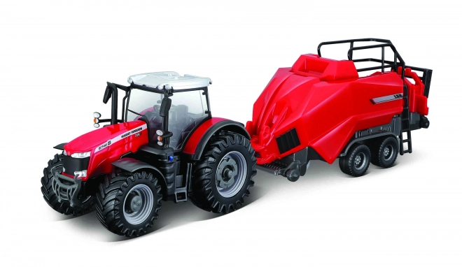 Modelltraktor Massey Ferguson 8740S mit Ballenpresse