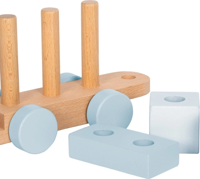 Small Foot houten stapeltrein blauw