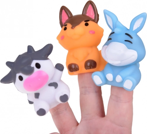 Rubberen boerderijdieren vingerpoppen - set van 5 figuren