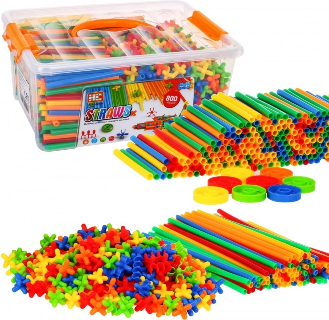 Kleurige bouwsets  3D bouwmodellen + koffer + connectors - 800 stukjes