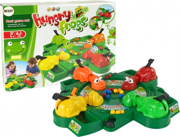 Family tabletop game Hungry Frogs – dexterity marble catching