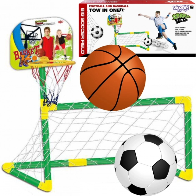 Woopie 2-in-1 Korb und Fußballtor mit Bällen