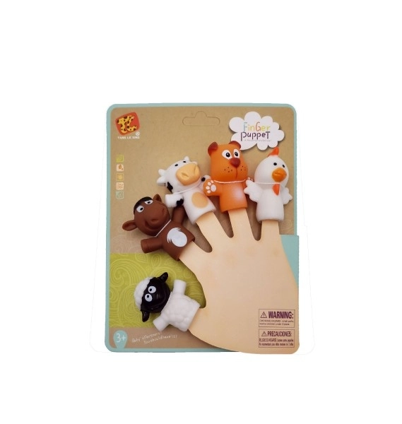 Vingervriendelijk dieren figuurtje boerderij rubber 5cm op kaart 16x20,5cm