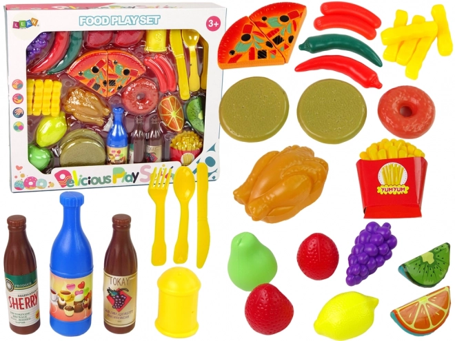Set van 30 stuks plastic voedsel met fruit en friet