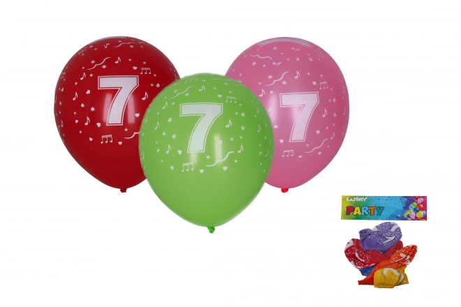 Opblaasbare ballon met nummer 7 30cm - 5 stuks
