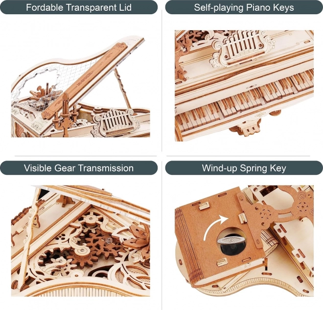 RoboTime 3D Houten mechanische puzzel Magische piano (elektrische aandrijving)
