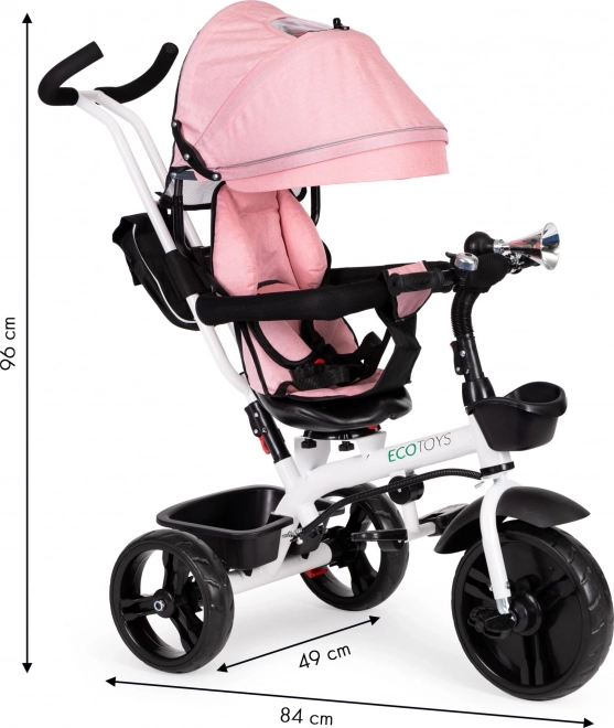 Kinderdrietrike met 360° draaibare zit roze ECOTOYS