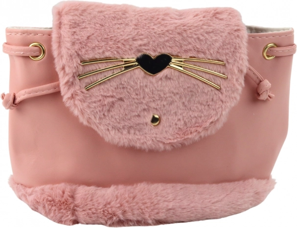 Children's Pink Backpack with Plush Accents and Adjustable Strap