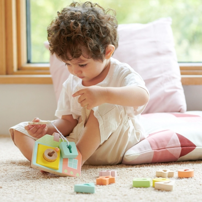 Classic World Montessori houten kralen rijgen sleutels en deuren 11 stuks