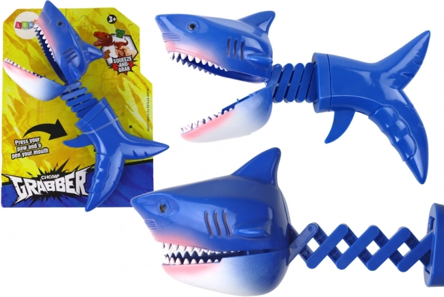 Jouet pince requin – attrapeur à ressort bleu