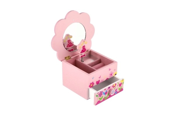 Sieradenkastje Princess hout muziek bloempot lade 14,5x8x14,5cm