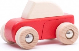 Holzauto mit Schwungrad rot