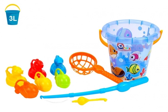Ensemble de pêche Canne Seau Bac à sable 7624